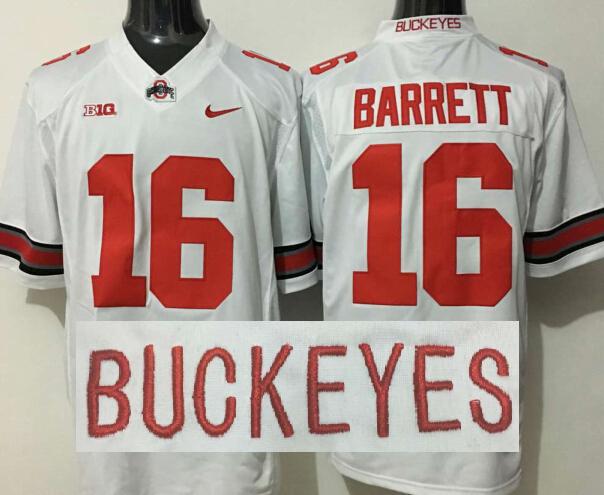 Men's Ohio State Buckeyes JT Barrett #16 White Jersey